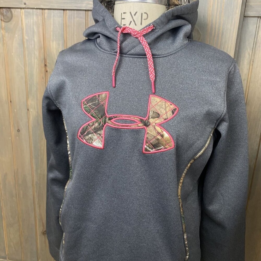 Under Armour Storm Hoodie Semi Fitted Size Sm Gray Pink Camo Camouflage Logo